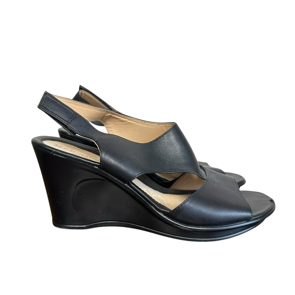 Naturalizer Women’s Black Orrin Platform Wedge Slingback Sandals Size 8.5M